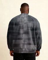 Big & Tall Men's Gradient Check Simple Printed Zipper Long Sleeve Jacket